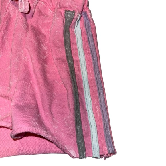NWT BLOOM + POP Pink Stripe Acid Wash Raw Edge Juniors Short Shorts Barbiecore S - Picture 7 of 12